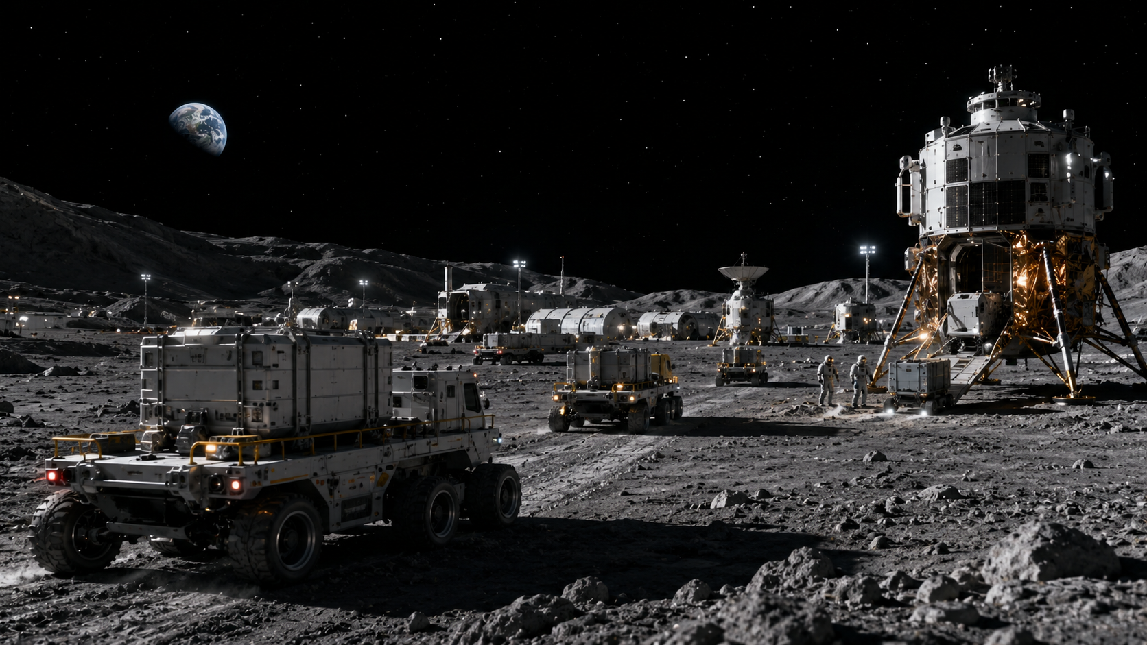 Lunar supply chain infrastructure and cargo transportation