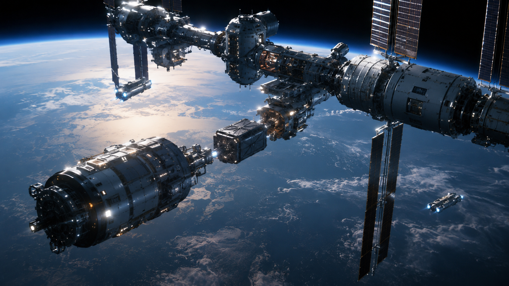 Future orbital logistics hub and cargo transfer infrastructure